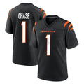 Punc C.Bengals #1 Ja'Marr Chase Player Black Home Game Stitched Jerseys