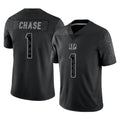 Punc C.Bengals #1 Ja'Marr Chase Player Black Reflective Limited Game Stitched Jerseys