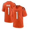 Punc C.Bengals #1 Ja'Marr Chase Player Orange Home Game Stitched Jerseys