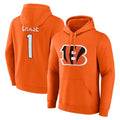 Punc C.Bengals #1 Ja'Marr Chase Player Orange Salute to Service Pullover Hoodie Limited Stitched Jerseys