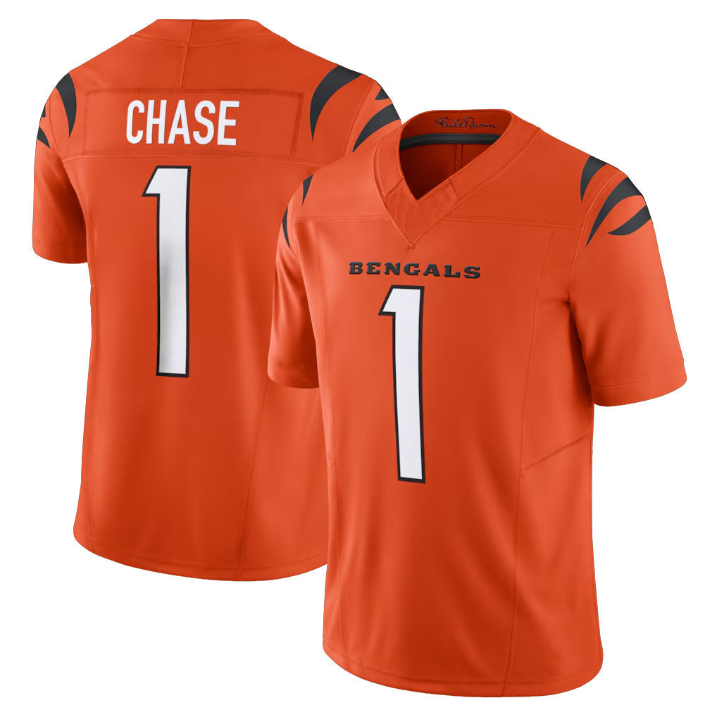 Punc C.Bengals #1 Ja'Marr Chase Player Orange Vapor F.U.S.E. Limited Home Game Stitched Jerseys