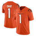 Punc C.Bengals #1 Ja'Marr Chase Player Orange Vapor Untouchable Limited Home Game Stitched Jerseys