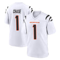 Punc C.Bengals #1 Ja'Marr Chase Player White Home Game Stitched Jerseys