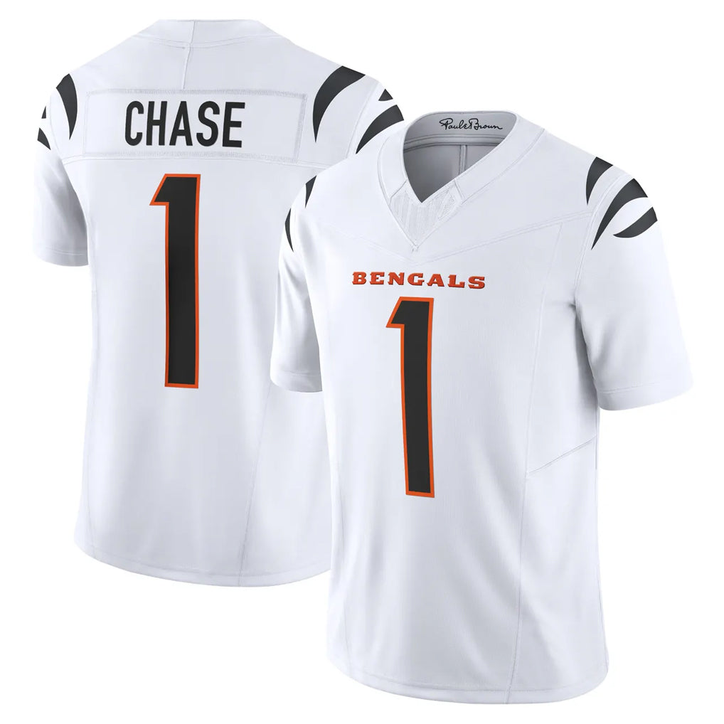 Punc C.Bengals #1 Ja'Marr Chase Player White Vapor F.U.S.E. Limited Home Game Stitched Jerseys