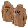 Punc C.Bengals #2 Evan McPherson Player Brown Salute to Service Pullover Hoodie Limited Stitched Jerseys