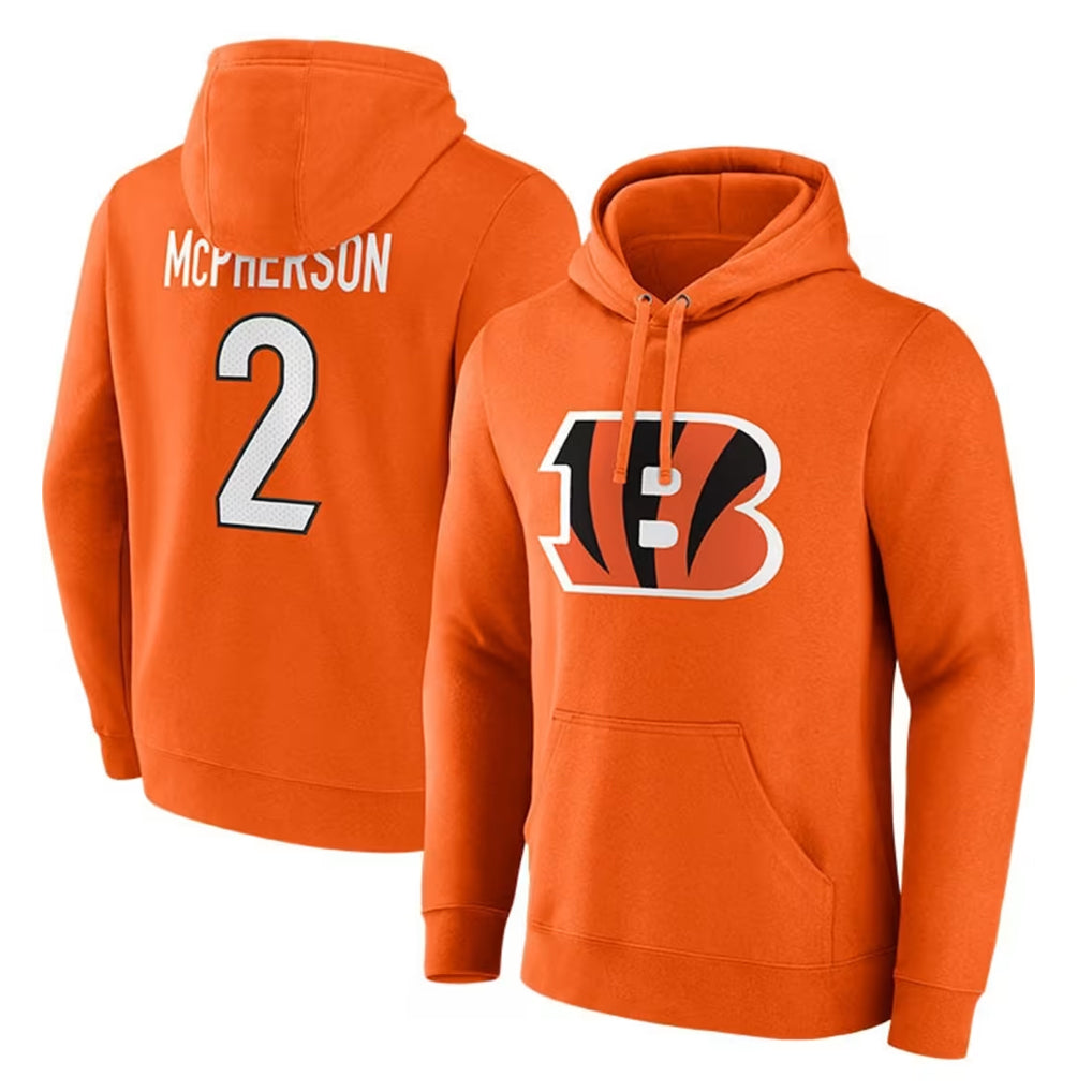 Punc C.Bengals #2 Evan McPherson Player Orange Salute to Service Pullover Hoodie Limited Stitched Jerseys