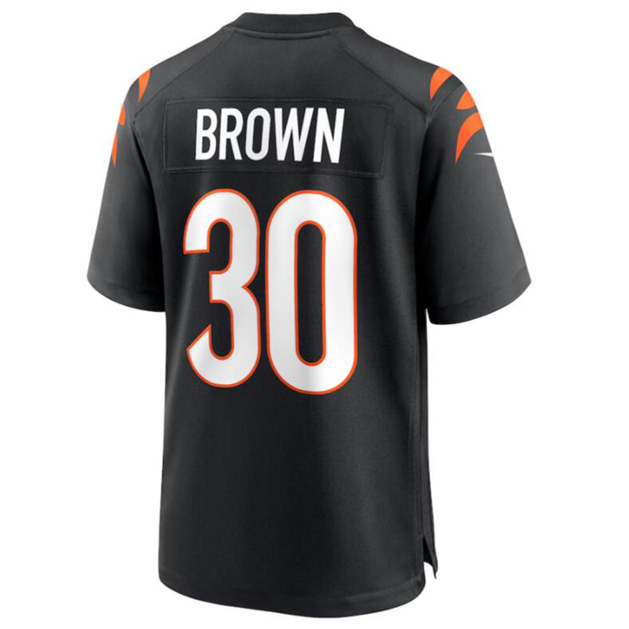 Punc C.Bengals #30 Chase Brown Black Team Game Jersey American Stitched Jersey