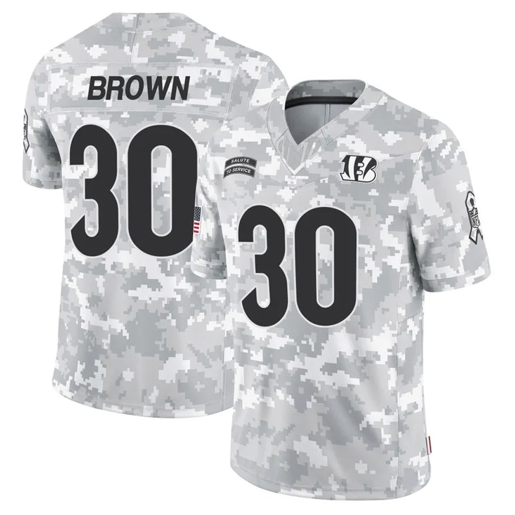 Punc C.Bengals #30 Chase Brown Player Arctic Camo Salute to Service Limited Stitched Jerseys