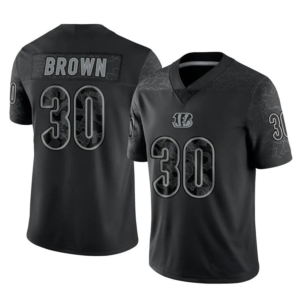 Punc C.Bengals #30 Chase Brown Player Black RFLCTV Limited  Stitched Jerseys