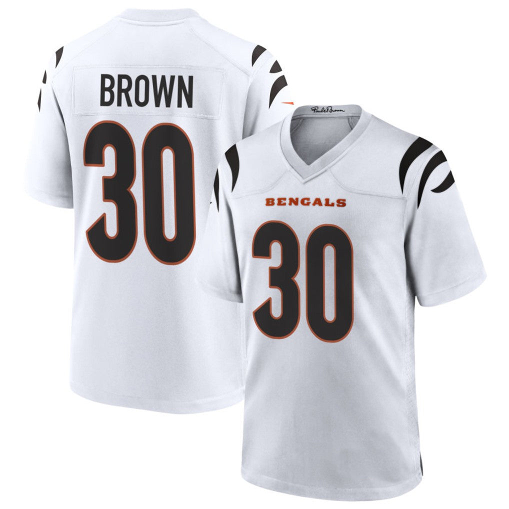 Punc C.Bengals #30 Chase Brown Player White Home Game Stitched Jerseys