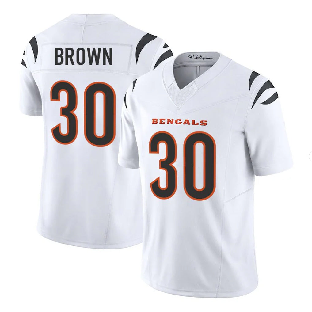 Punc C.Bengals #30 Chase Brown Player White Vapor F.U.S.E. Limited Home Game Stitched Jerseys