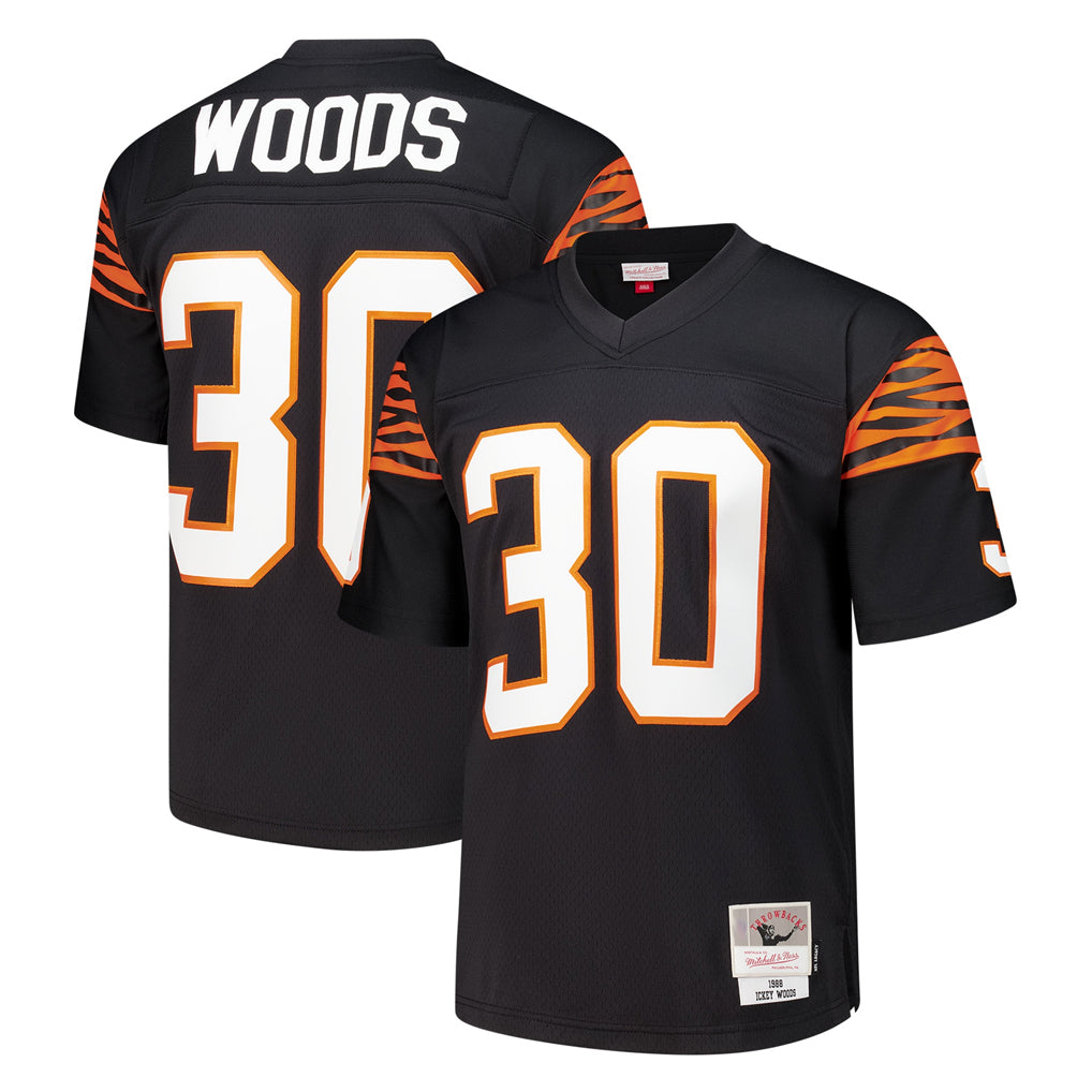 Punc C.Bengals #30 Ickey Woods Player Black Mitchell & Ness 1988 Legacy Replica Stitched Jerseys