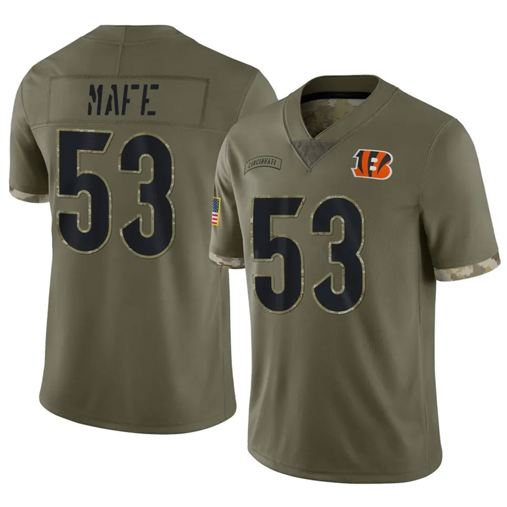 Punc C.Bengals #53 Boye Mafe Player Olive Salute to Service Limited Game Stitched Jerseys
