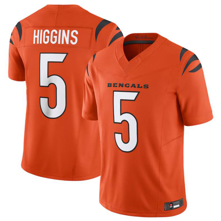 PuncC.Bengals #5 Tee Higgins Orange Vapor Untouchable Limited Jersey American Stitched  Jerseys