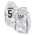 Punc C.Bengals #5 Tee Higgins Player Arctic Camo Salute to Service Pullover Hoodie Limited Stitched Jerseys