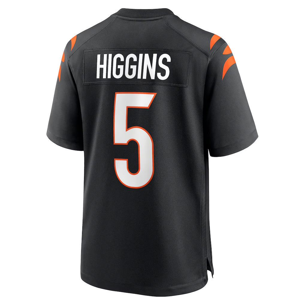 Punc C.Bengals #5 Tee Higgins Player Black Home Game Stitched Jerseys