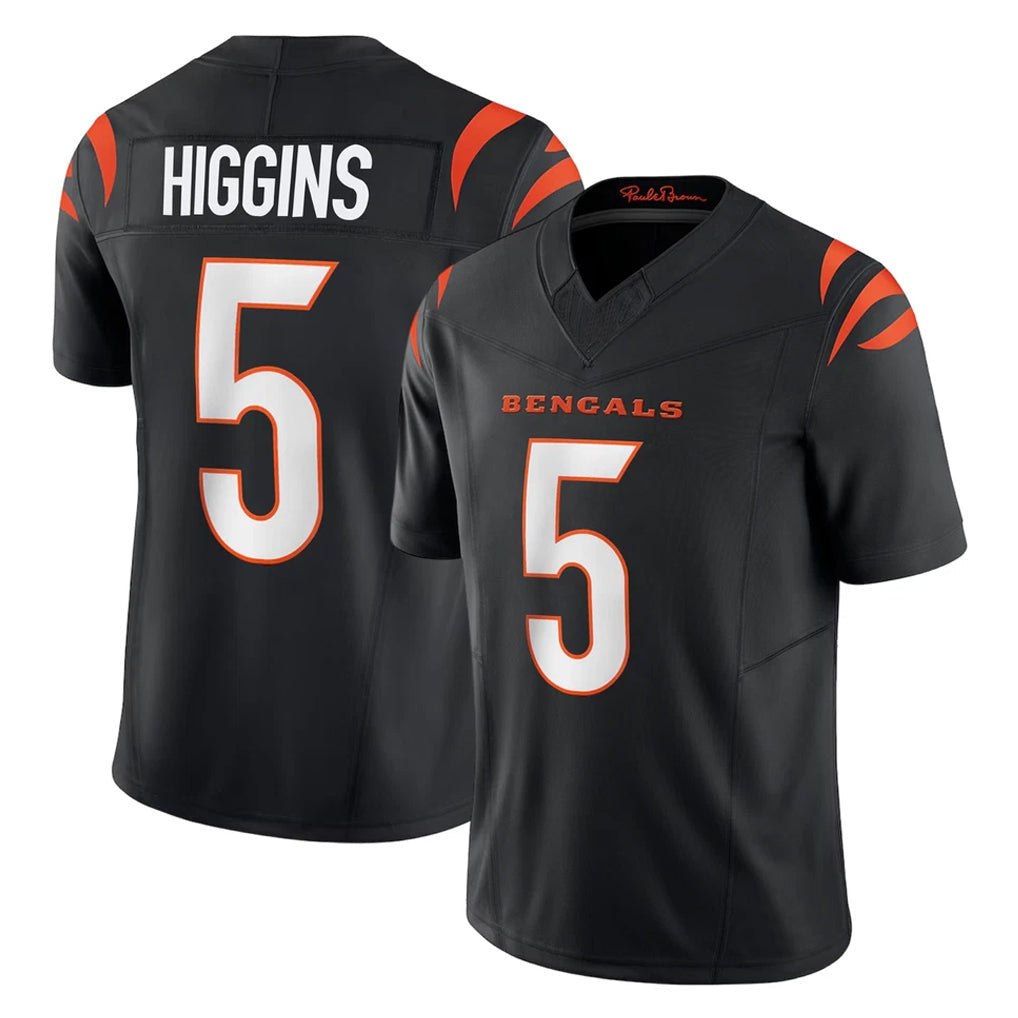 Punc C.Bengals #5 Tee Higgins Player Black Vapor F.U.S.E. Limited Home Game Stitched Jerseys