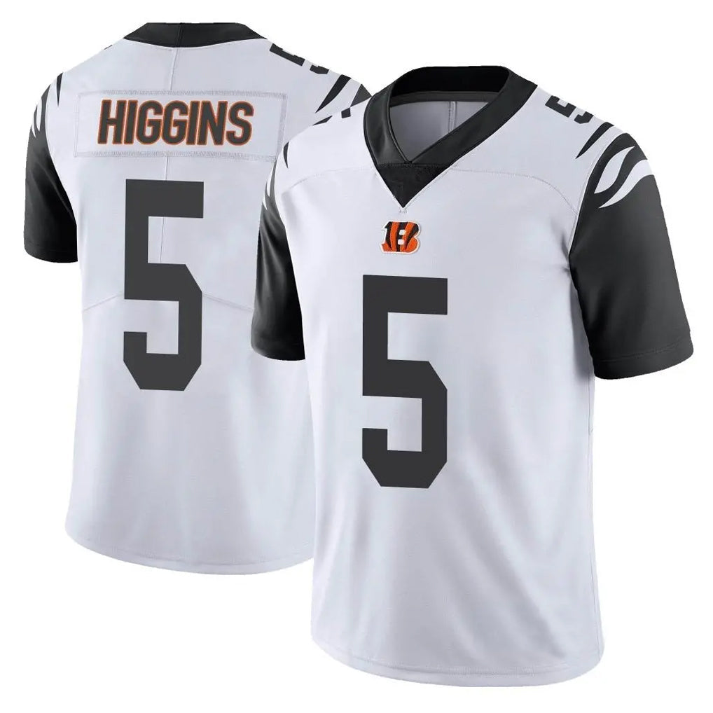 Punc C.Bengals #5 Tee Higgins Player White Color Rush Vapor Untouchable Limted Home Game Stitched Jerseys