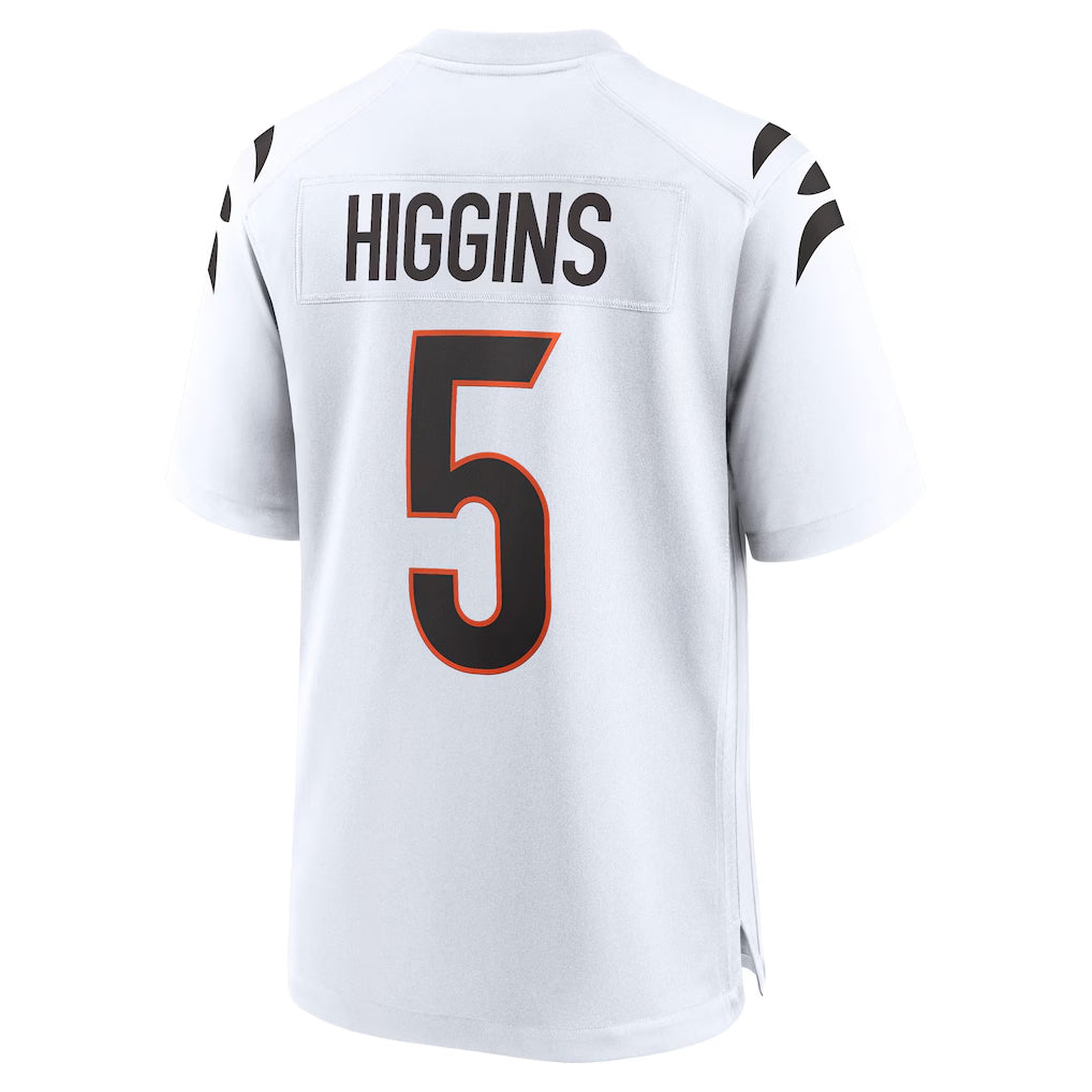 Punc C.Bengals #5 Tee Higgins Player White Home Game Stitched Jerseys