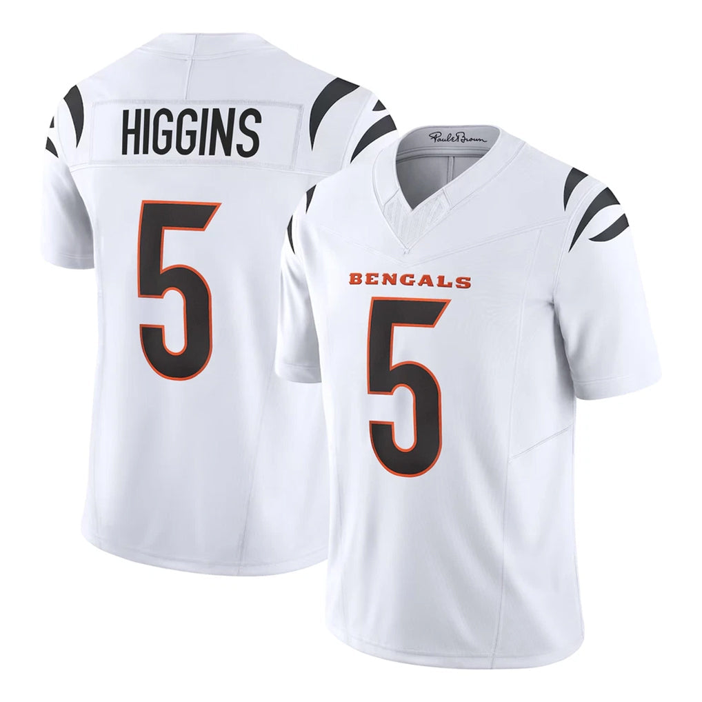 Punc C.Bengals #5 Tee Higgins Player White Vapor F.U.S.E. Limited Home Game Stitched Jerseys