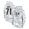 Punc C.Bengals #71 Amarius Mims Player Arctic Camo Salute to Service Pullover Hoodie Limited Stitched Jerseys