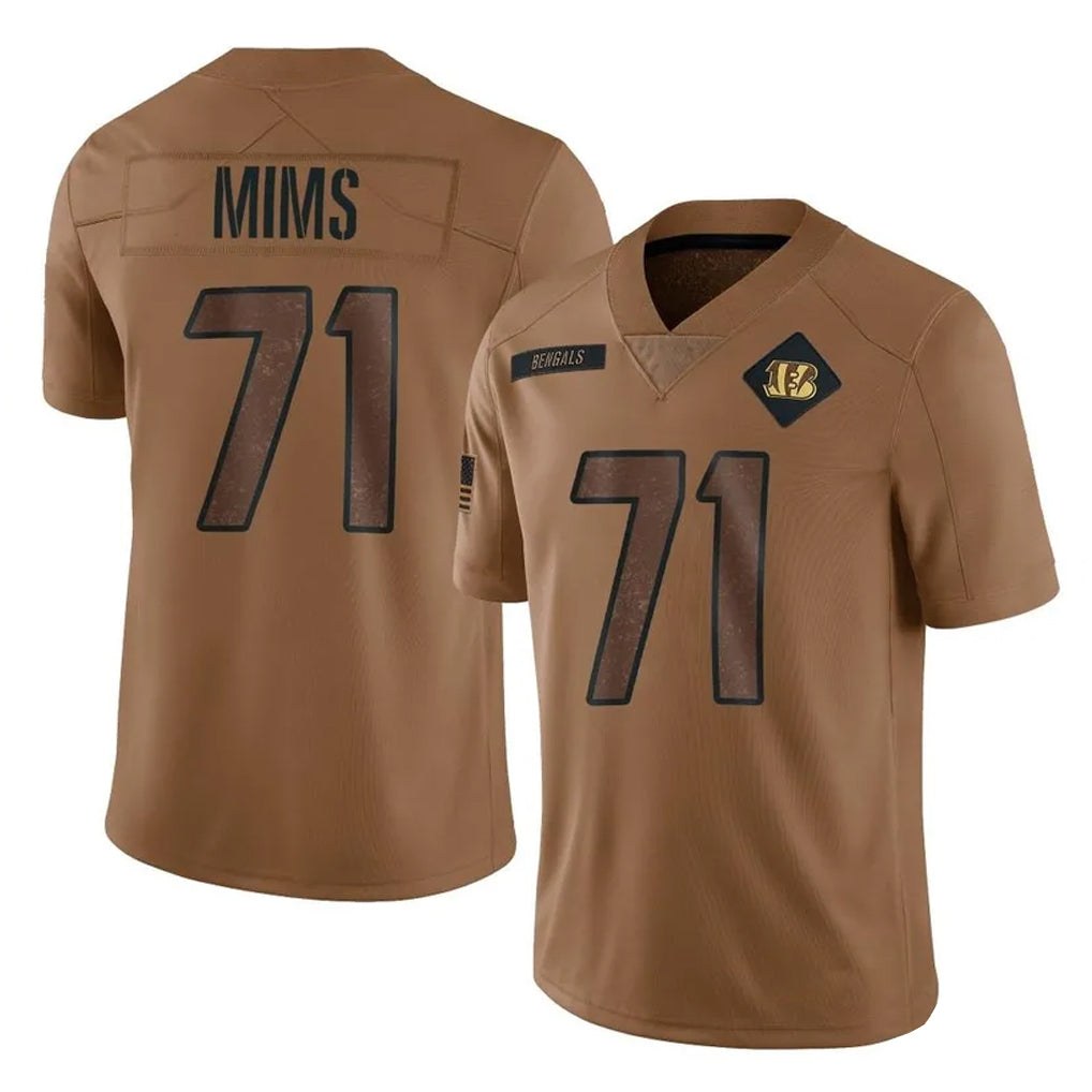 Punc C.Bengals #71 Amarius Mims Player Brown Salute to Service Limited Stitched Jerseys