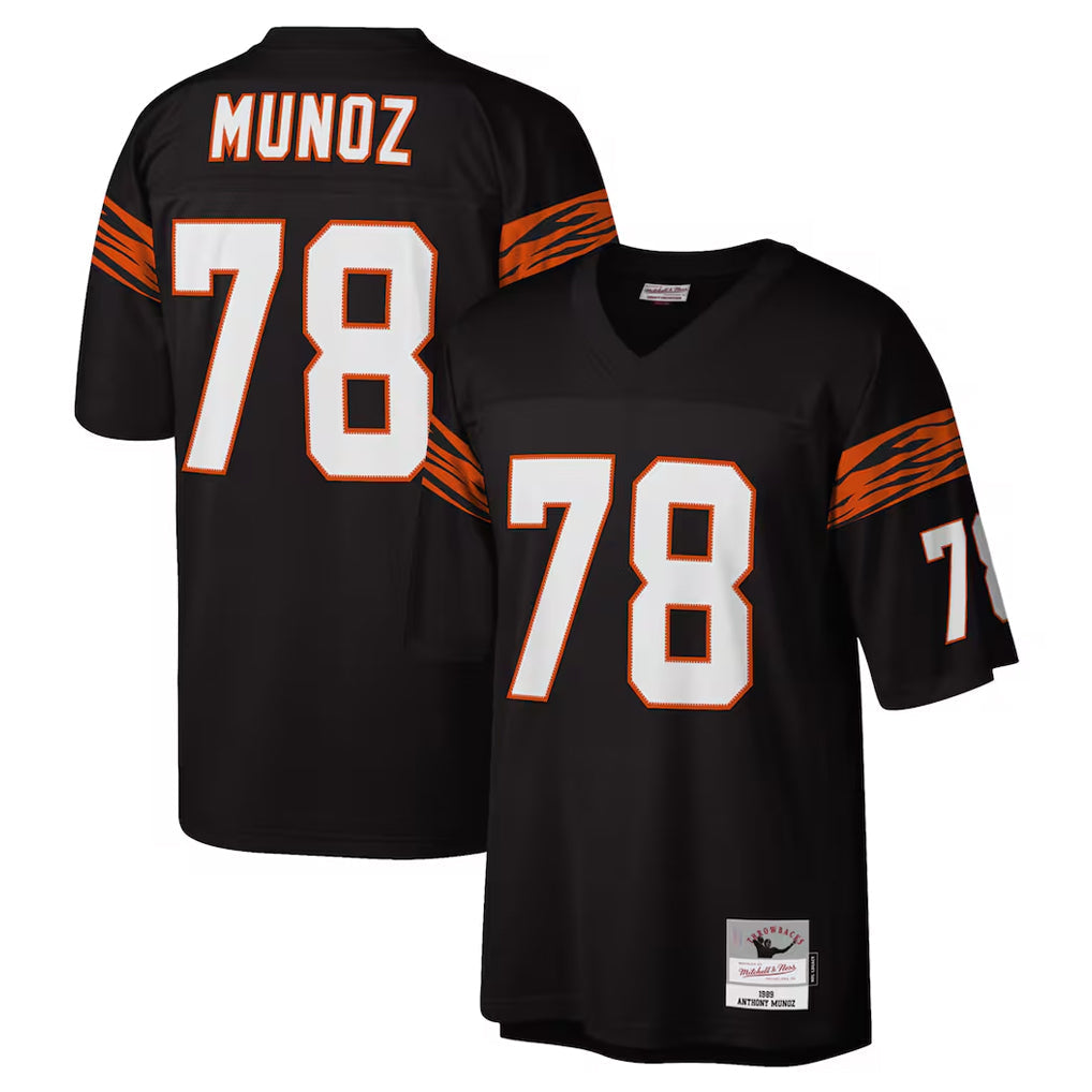 Punc C.Bengals #78 Anthony Mu?oz Player Black Mitchell & Ness Legacy Replica Stitched Jerseys