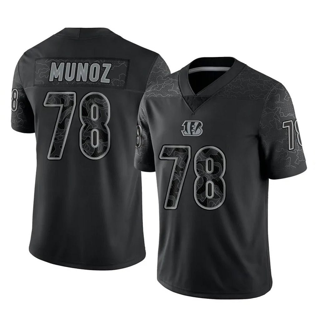 Punc C.Bengals #78 Anthony Munoz Player Black Reflective Limited Game Stitched Jerseys