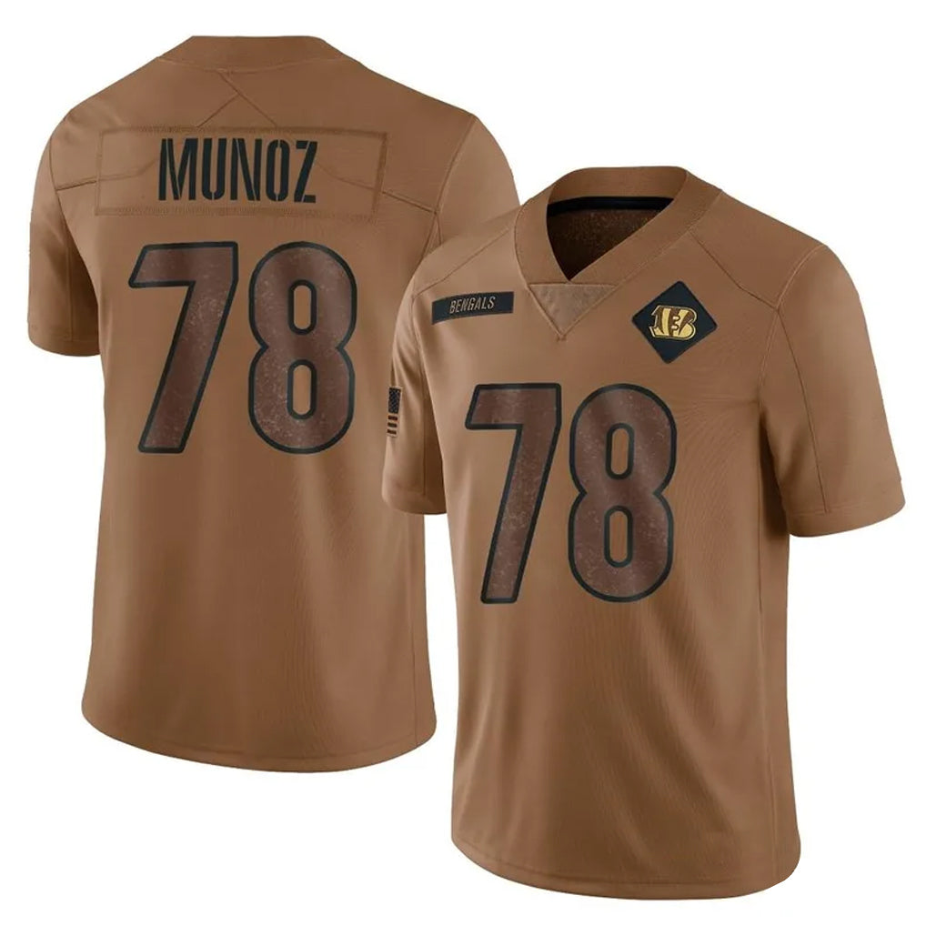 Punc C.Bengals #78 Anthony Munoz Player Brown Salute to Service Limited Stitched Jerseys