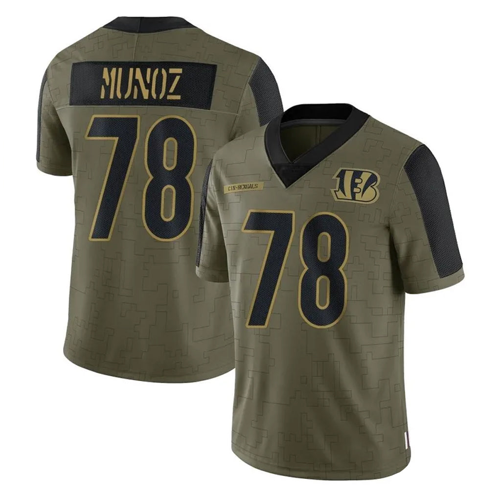 Punc C.Bengals #78 Anthony Munoz Player Olive Salute to Service Game Stitched Jerseys