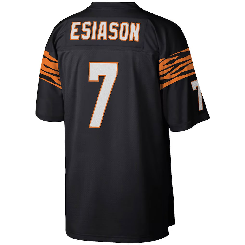 Punc C.Bengals #7 Boomer Esiason Mitchell & Ness Black Legacy Replica Stitched Jerseys