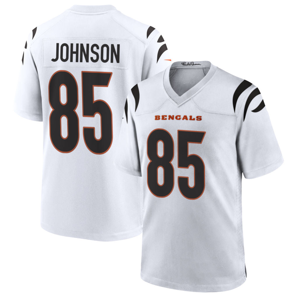 Punc C.Bengals #85 Chad Johnson Player White Home Game Stitched Jerseys