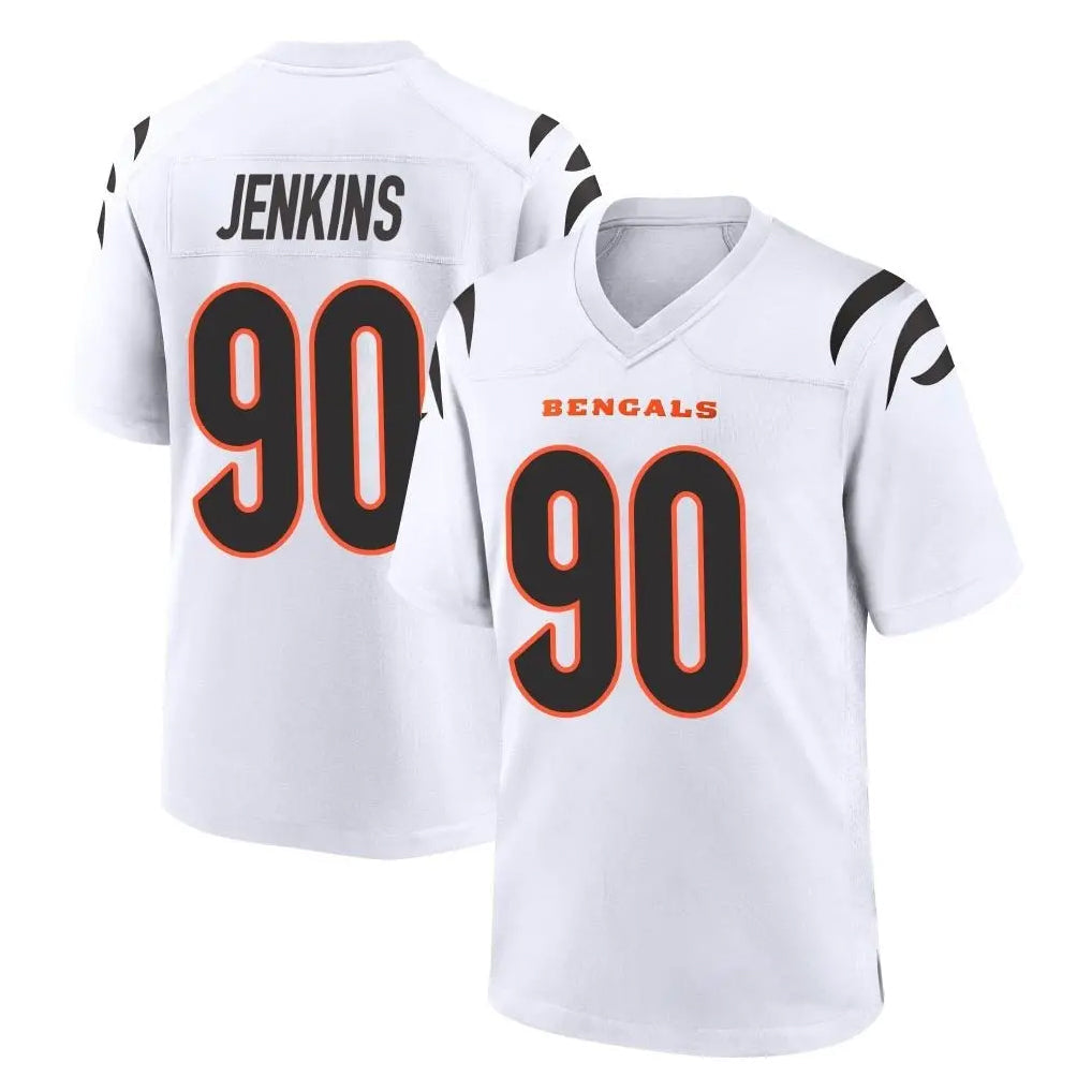 Punc C.Bengals #90 Kris Jenkins Jr Player White Home Game Stitched Jerseys