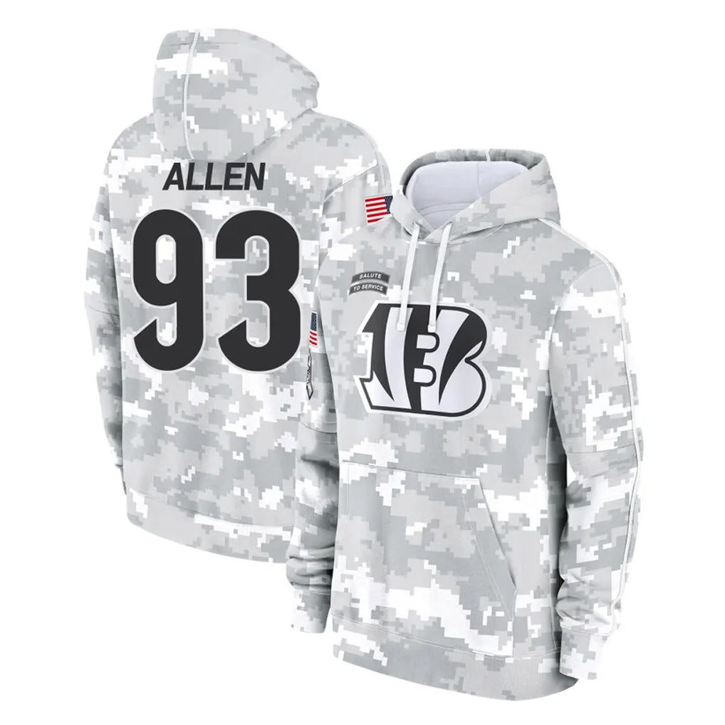 Punc C.Bengals #93 Jonathan Allen Player Arctic Camo Salute to Service Pullover Hoodie Limited Stitched Jerseys