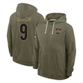 Punc C.Bengals #9 Joe Burrow Player Olive Salute to Service Pullover Hoodies Limited Stitched Jerseys