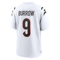 Punc C.Bengals #9 Joe Burrow Player White Home Game Stitched Jerseys
