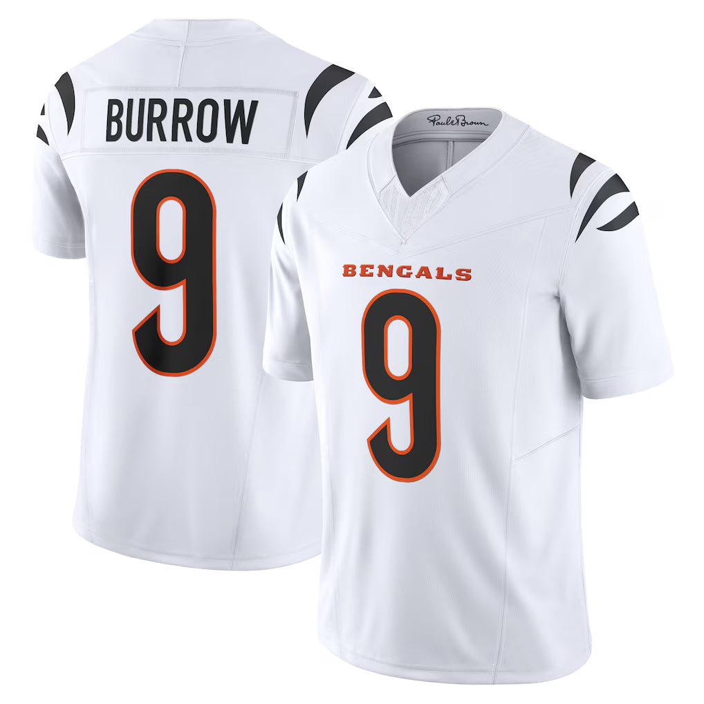Punc C.Bengals #9 Joe Burrow Player White Vapor F.U.S.E. Limited Home Game Stitched Jerseys