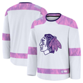 Punc C.Blackhawks White 2024 Hockey Fights Cancer Practice Jerseys