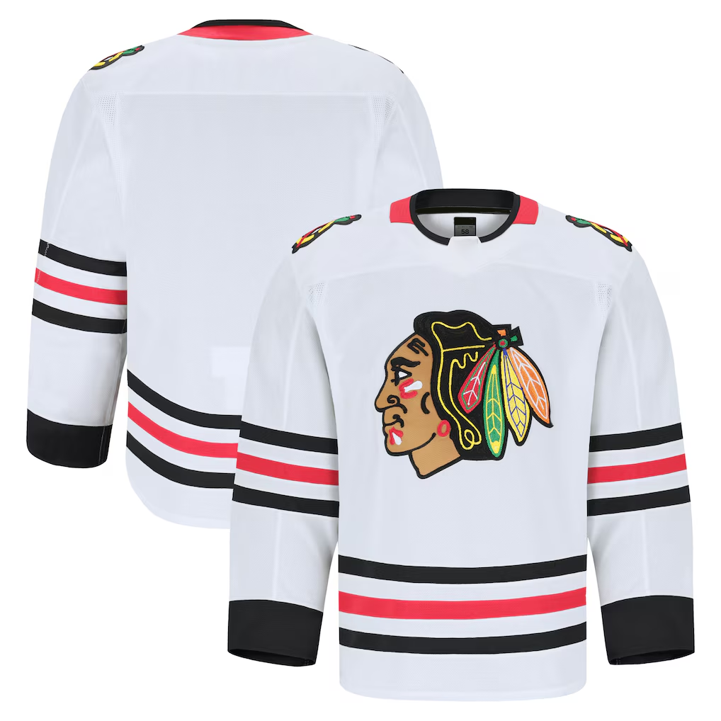 Punc C.Blackhawks White Away Authentic Pro Jerseys