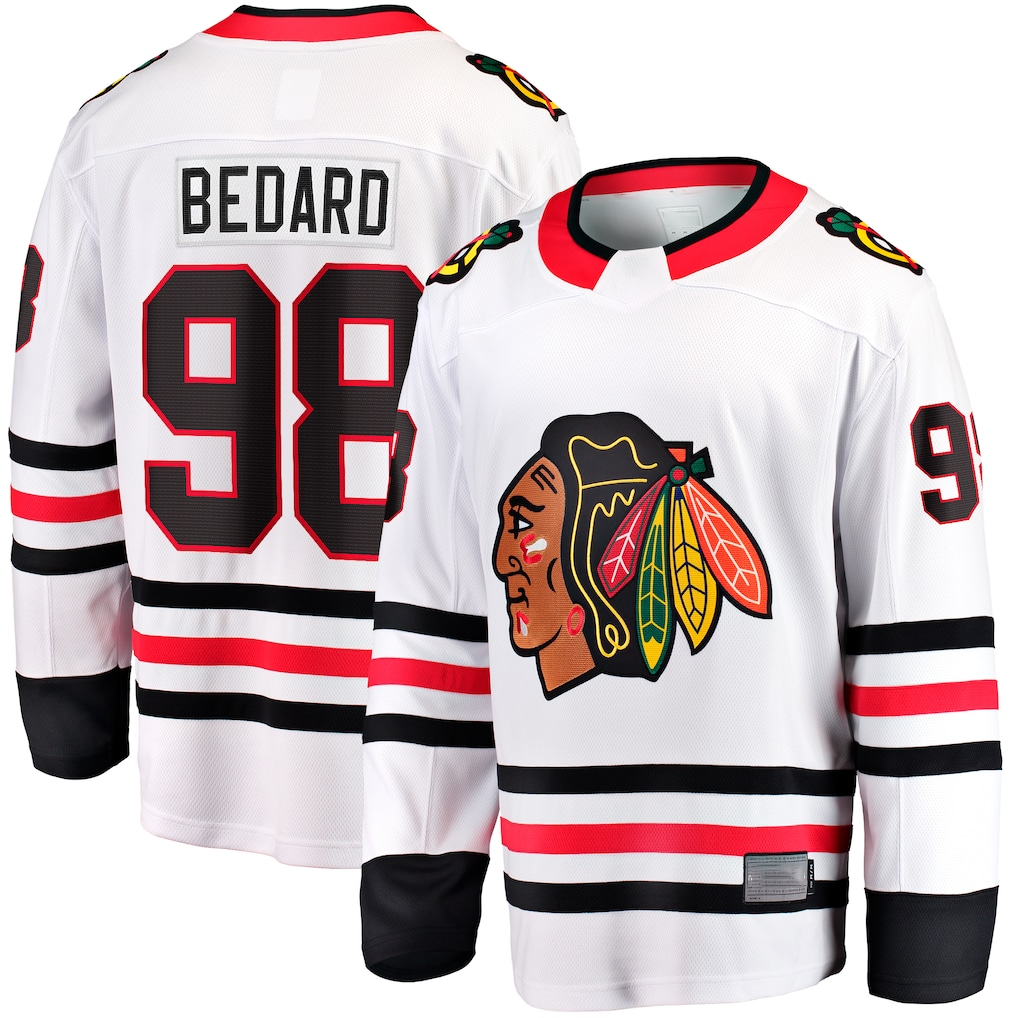 Punc C.Blackhawks #98 Connor Bedard White Away Breakaway Player Jerseys