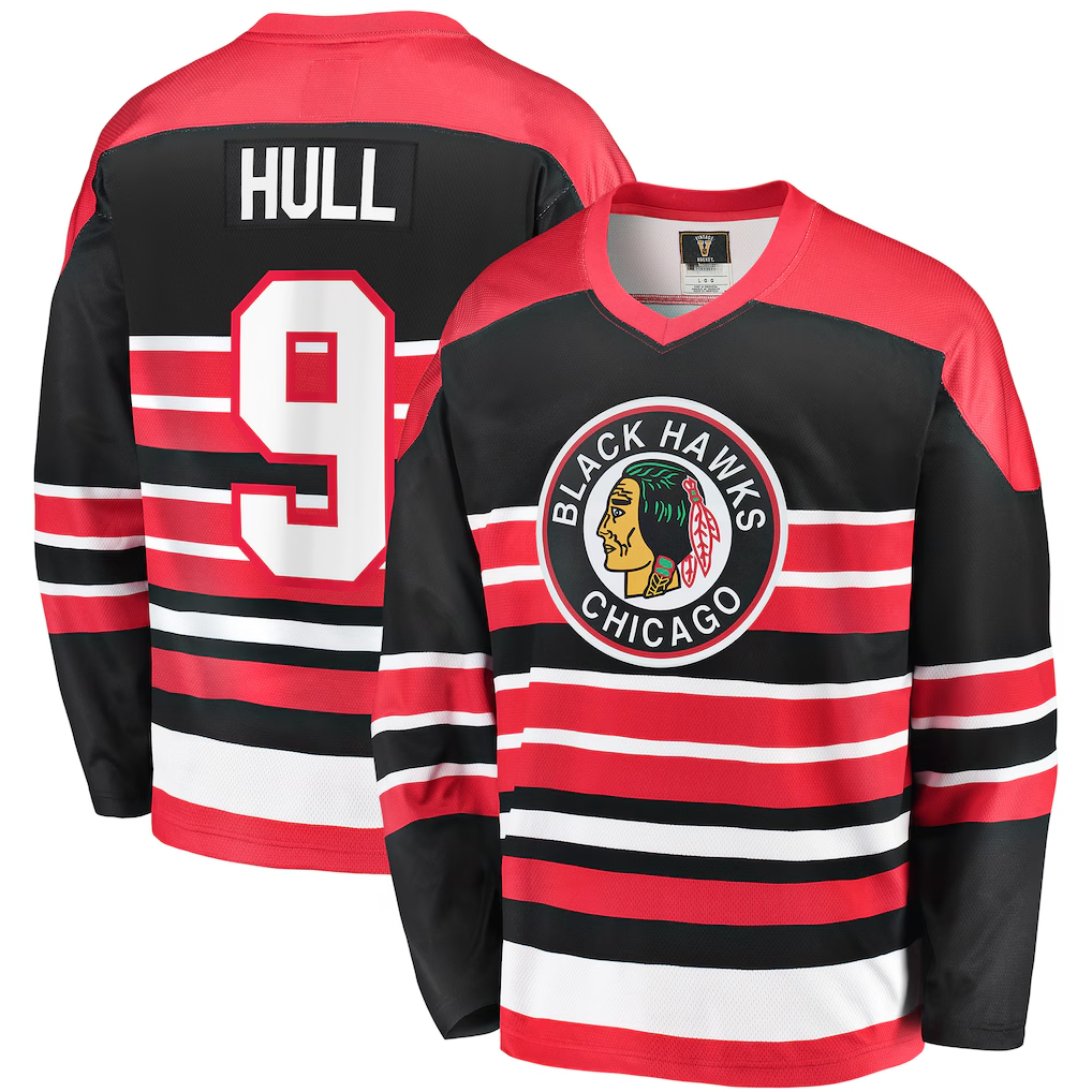 Punc C.Blackhawks #9 Bobby Hull Red Premier Breakaway Retired Player Jerseys