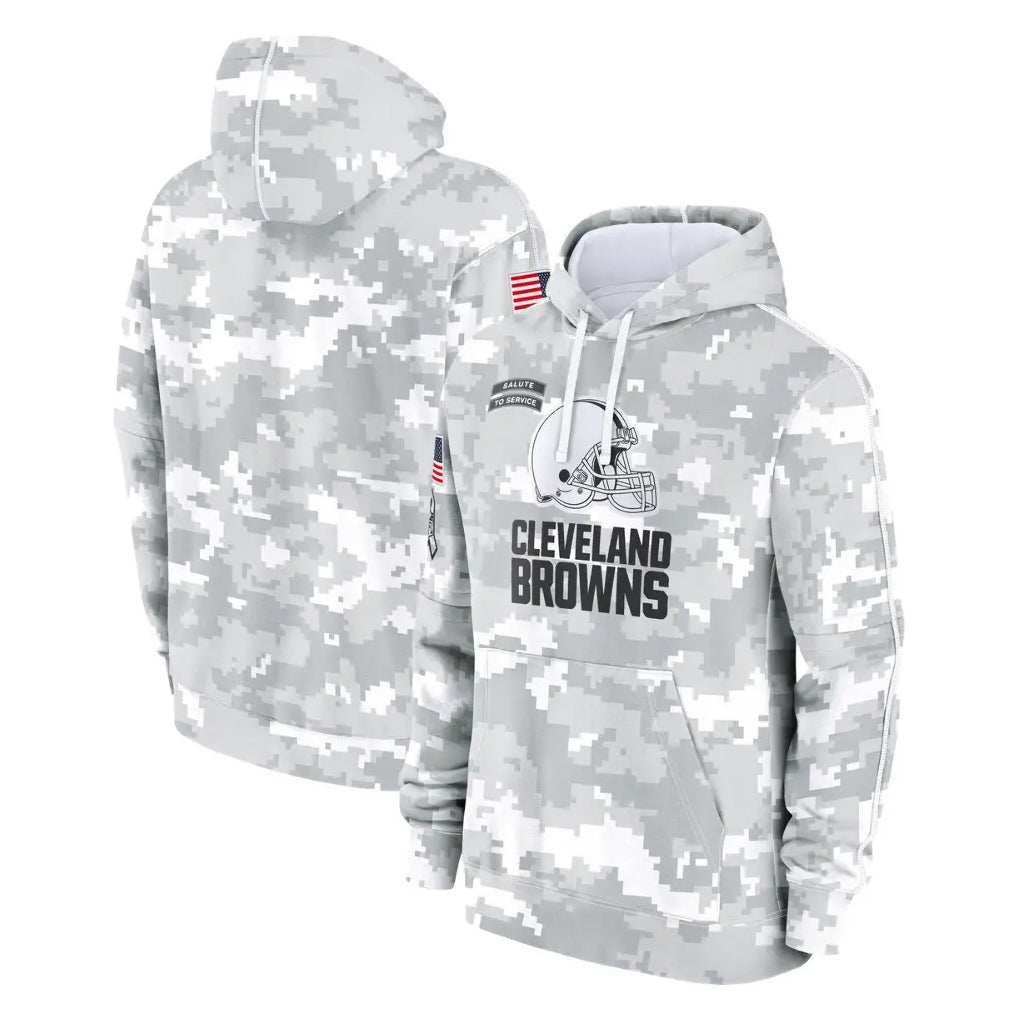 Punc C.Browns Arctic Camo Salute to Service Hoodies Limited Game Blank Player Stitched Jerseys