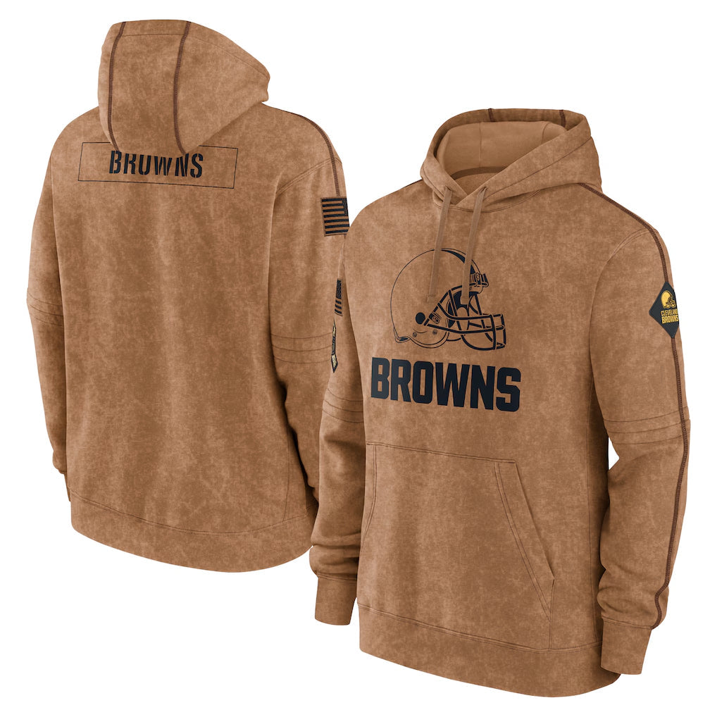 Punc C.Browns Brown Salute to Service Pullover Hoodie Limited Blank Player Stitched Jerseys