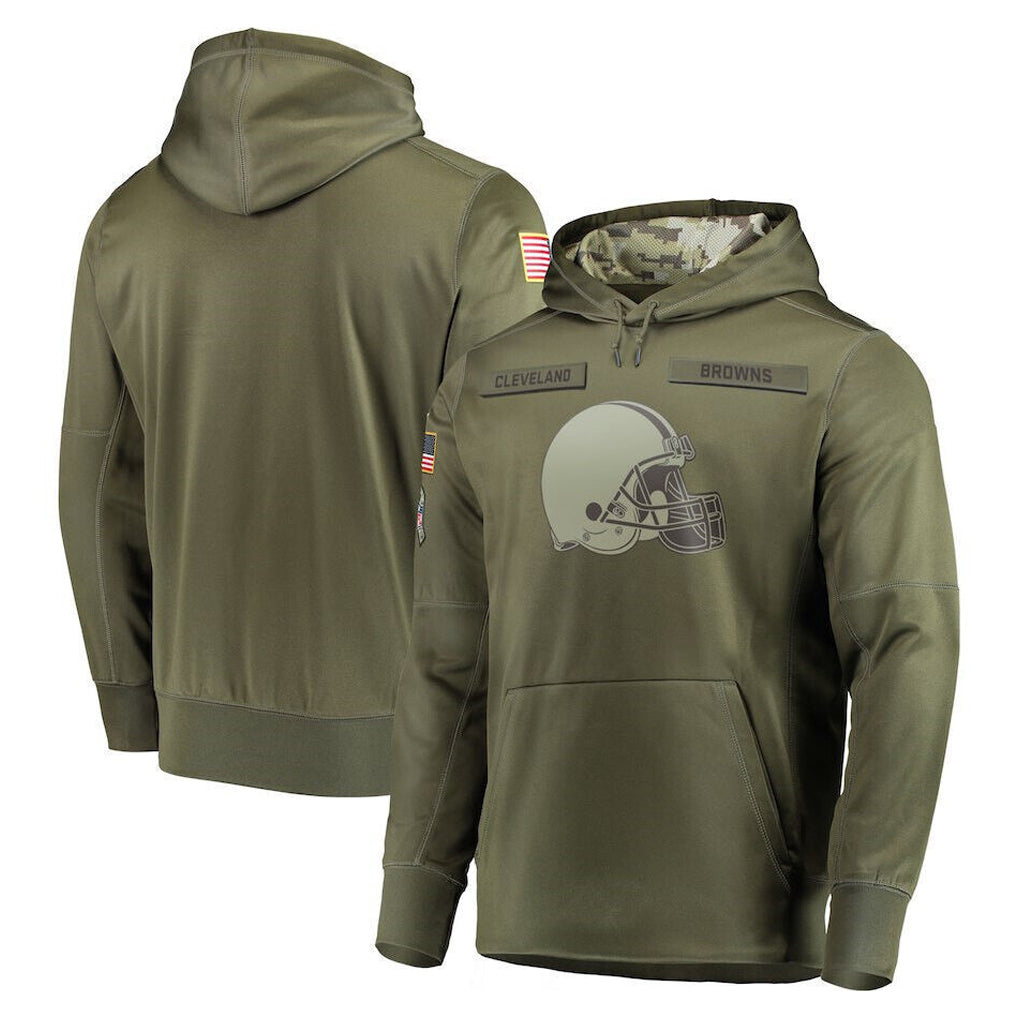 Punc C.Browns Olive Salute to Service Pullover Hoodies Home Game Blank Player Stitched Jerseys