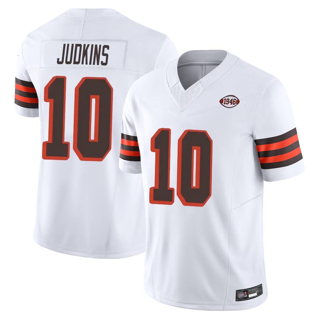 Punc C.Browns #10 Quinshon Judkins Player White Limited Vapor F.U.S.E. Alternate Game Stitched Jerseys