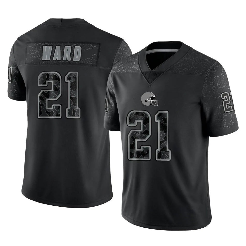 Punc C.Browns #21 Denzel Ward Player Black RFLCTV Limited Football Jerseys