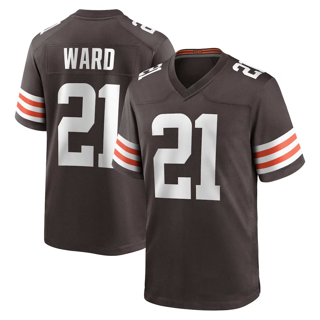 Punc C.Browns #21 Denzel Ward Player Brown Home Game Football Jerseys