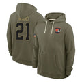 Punc C.Browns #21 Denzel Ward Player Olive Salute to Service Pullover Hoodies Limited Stitched Jerseys