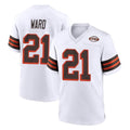 Punc C.Browns #21 Denzel Ward Player White Alternate Home Game Stitched Jerseys