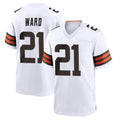 Punc C.Browns #21 Denzel Ward Player White Home Game Stitched Jerseys